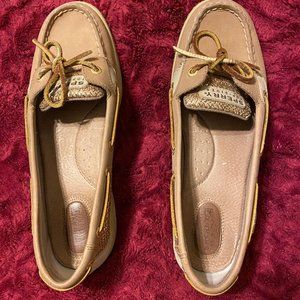 Sperry Angelfish Linen Gold Glitter Slip On Shoe size 9M